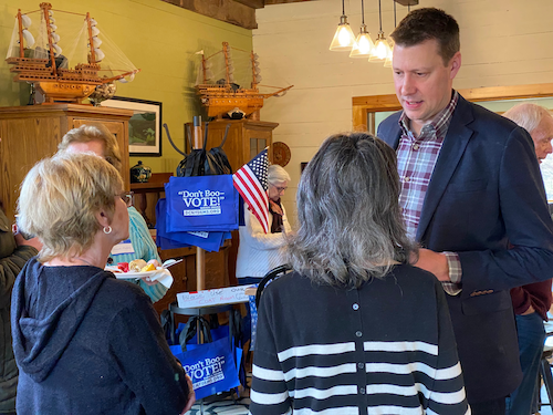 Josh with voters in Delaware County