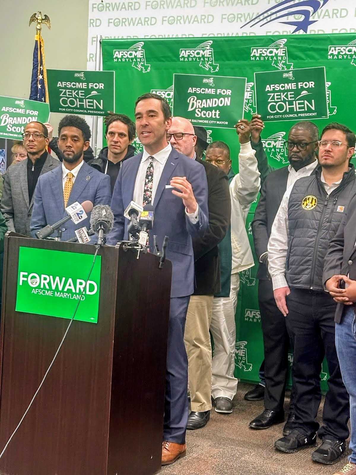 Zeke with ADSCME members.