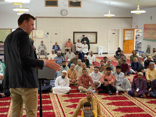 Photo of Josh at the new mosque in Vestal