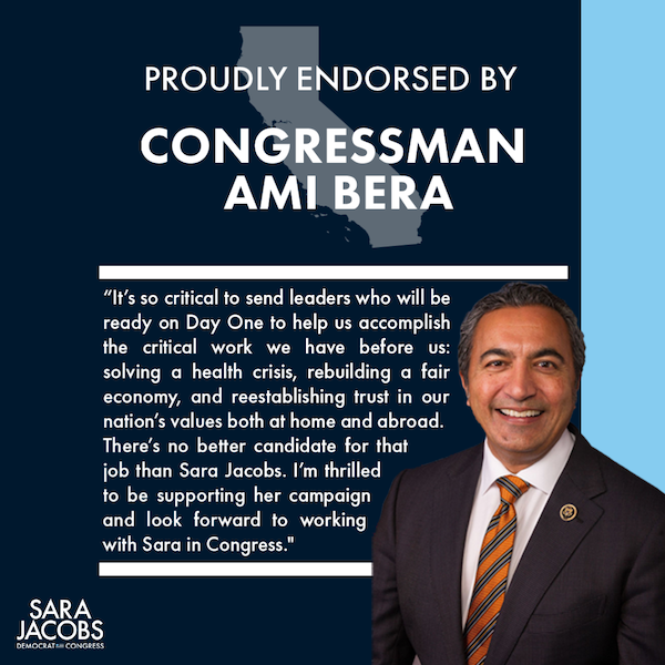 Ami Bera endorses Sara Jacobs