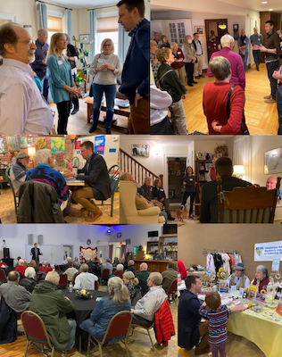 Photo of Josh at a series of grassroots fundraisers in living rooms and community centers across NY-19