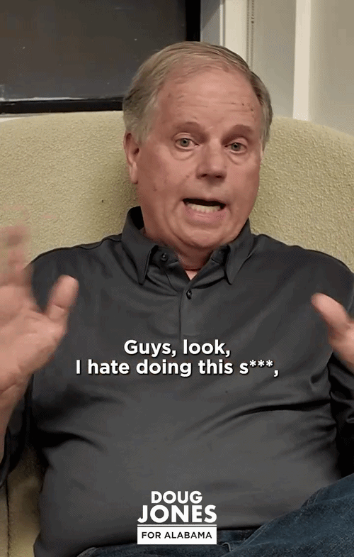 GIF of Doug Jones saying: "Guys, look I hate doing this s***, but you got to do it."
