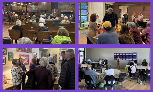 Shannon talking to Coloradans at different events