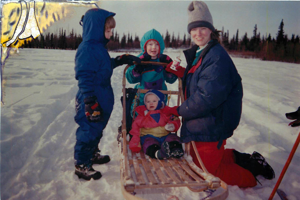 Alyse with kids in snow