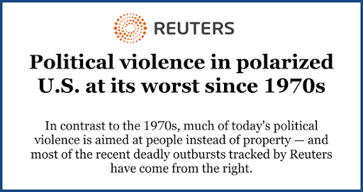 Reuters - Political violence in polarized U.S. at its worst since 1970s
