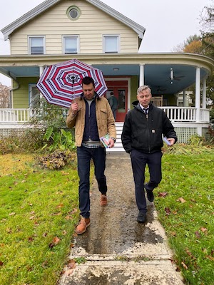 Photo of Josh knocking doors with Chris Liberati-Conant in Philmont 