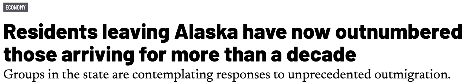 Residents leaving Alaska have now outnumbered those arriving for more than a decade