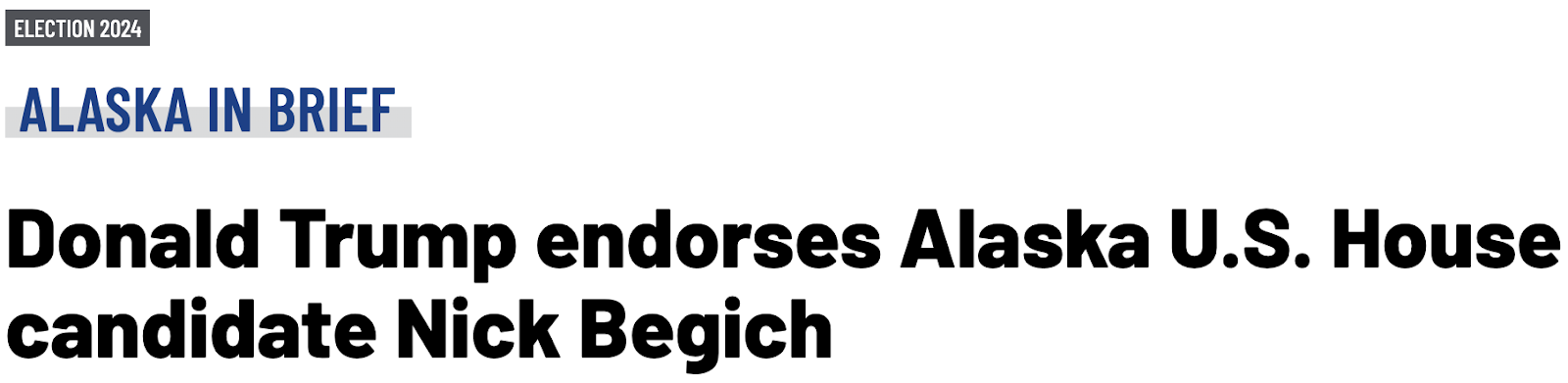 Donald Trump endorses Alaska U.S. House candidate Nick Begich