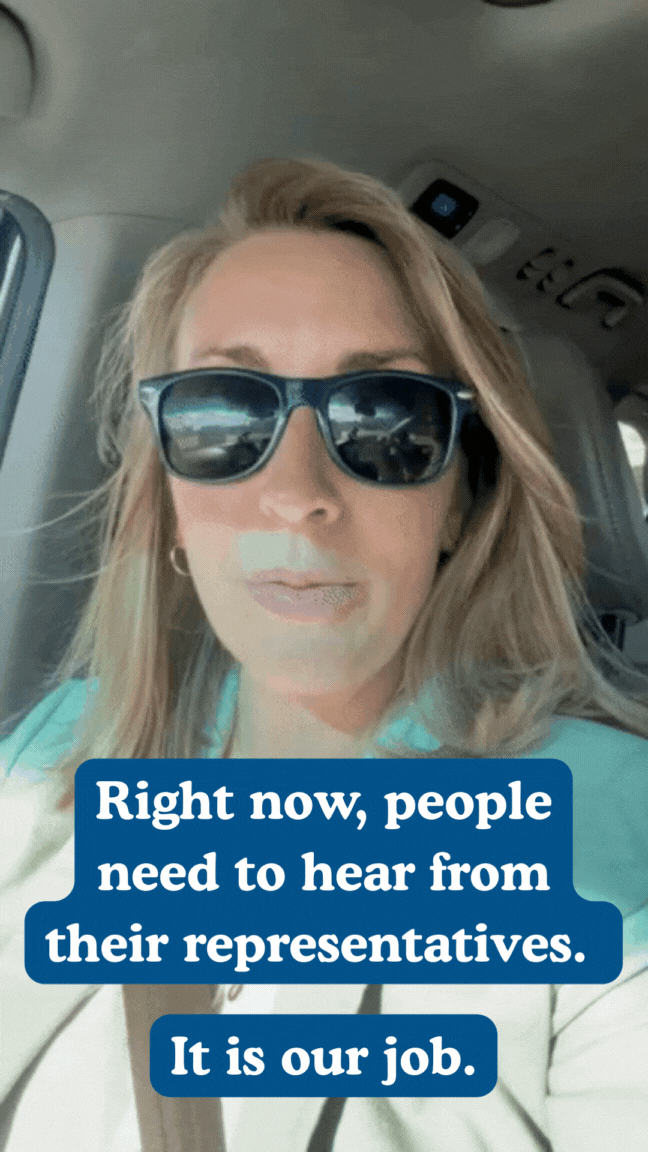 GIF of Hillary saying: "Right now, people need to hear from their representatives. It is our job."