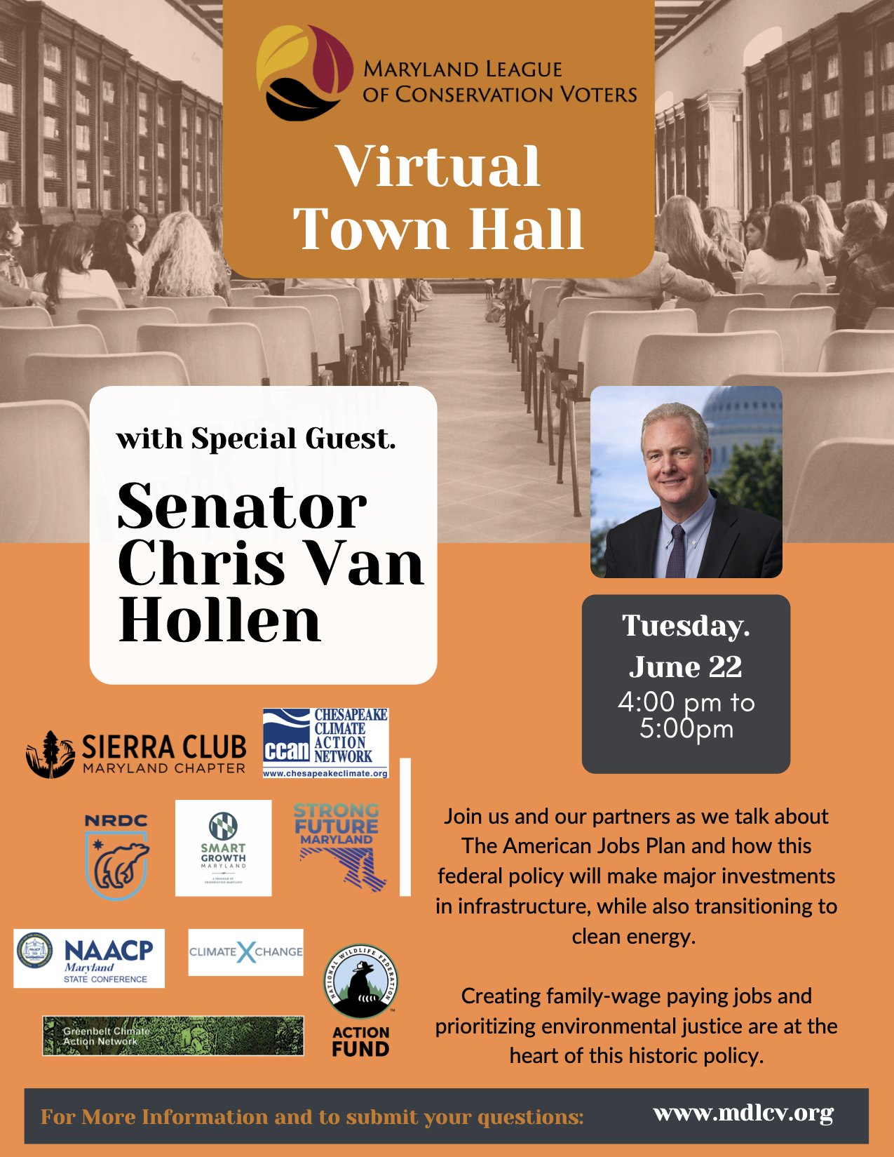 Virtual Town Hall with Special Guest, Senator Chris Van Hollen. Register Today!