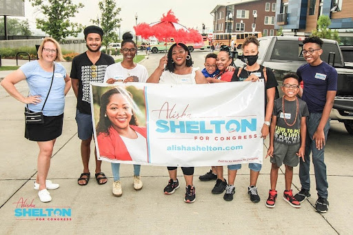 Shelton with Supporters