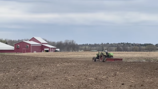 Blake Gendebien's farm with his tractor.