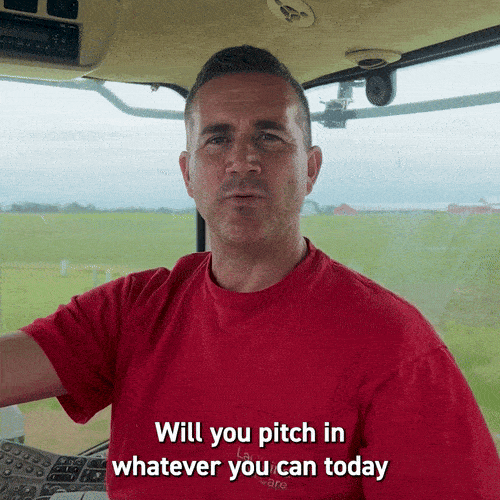 GIF of Blake saying, "Will you pitch in whatever you can today to help me win this race?"
