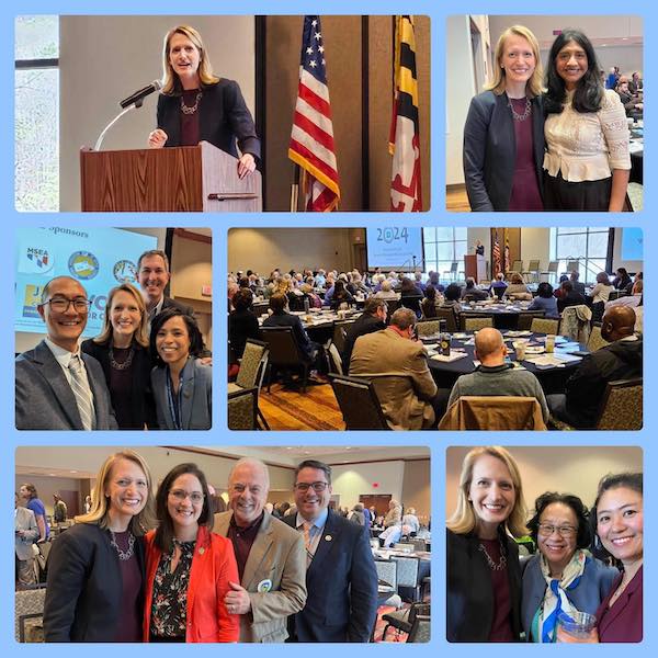 Photo collage of Brooke at the Western Maryland Democratic Summit