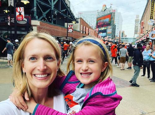 Brooke and her daughter at Camden Yards