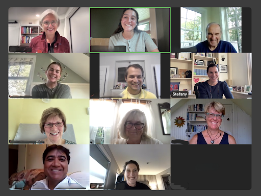 Screenshot of Shaheen on Zoom call with supporters