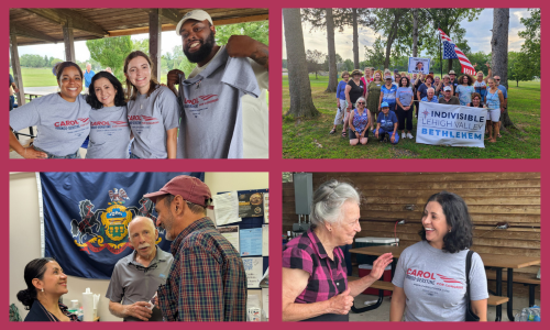 A series of campaign photos featuring Carol Obando-Derstine.