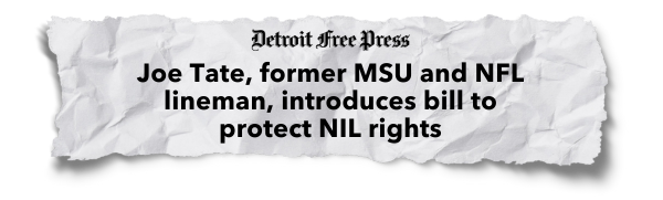 Detroit Free Press: Joe Tate, former MSU and NFL lineman, introduces bill to protect NIL rights