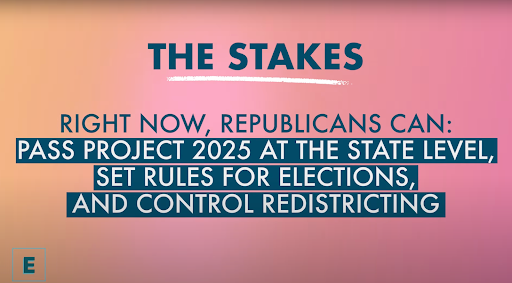 The Stakes – Right now, Republicans can pass Project 2025 at the state-level, set rules for elections, and control redistricting. 