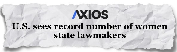 "U.S. sees a record number of women state lawmakers" —Axios