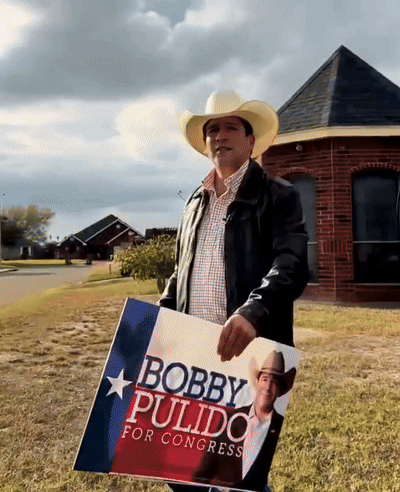 GIF of Bobby delivering a yard sign!