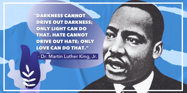 "Darkness cannot drive out darkness; only light can do that. Hate cannot drive out hate; only love can do that."