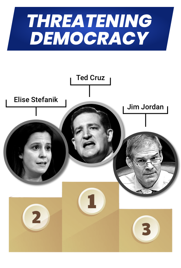 Threatening democracy (Elise Stefanik, Ted Cruz, Jim Jordan)