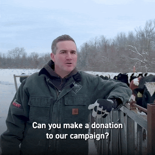 GIF of Blake saying "Can you make a donation to our campaign?"