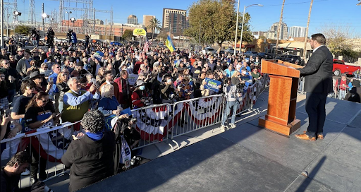 Ruben speaking to a crowd of Arizona voters