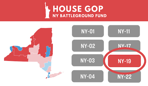 Screenshot from Stefanik's GOP Battleground Fund website, which shows NY-19 as one of their top targets