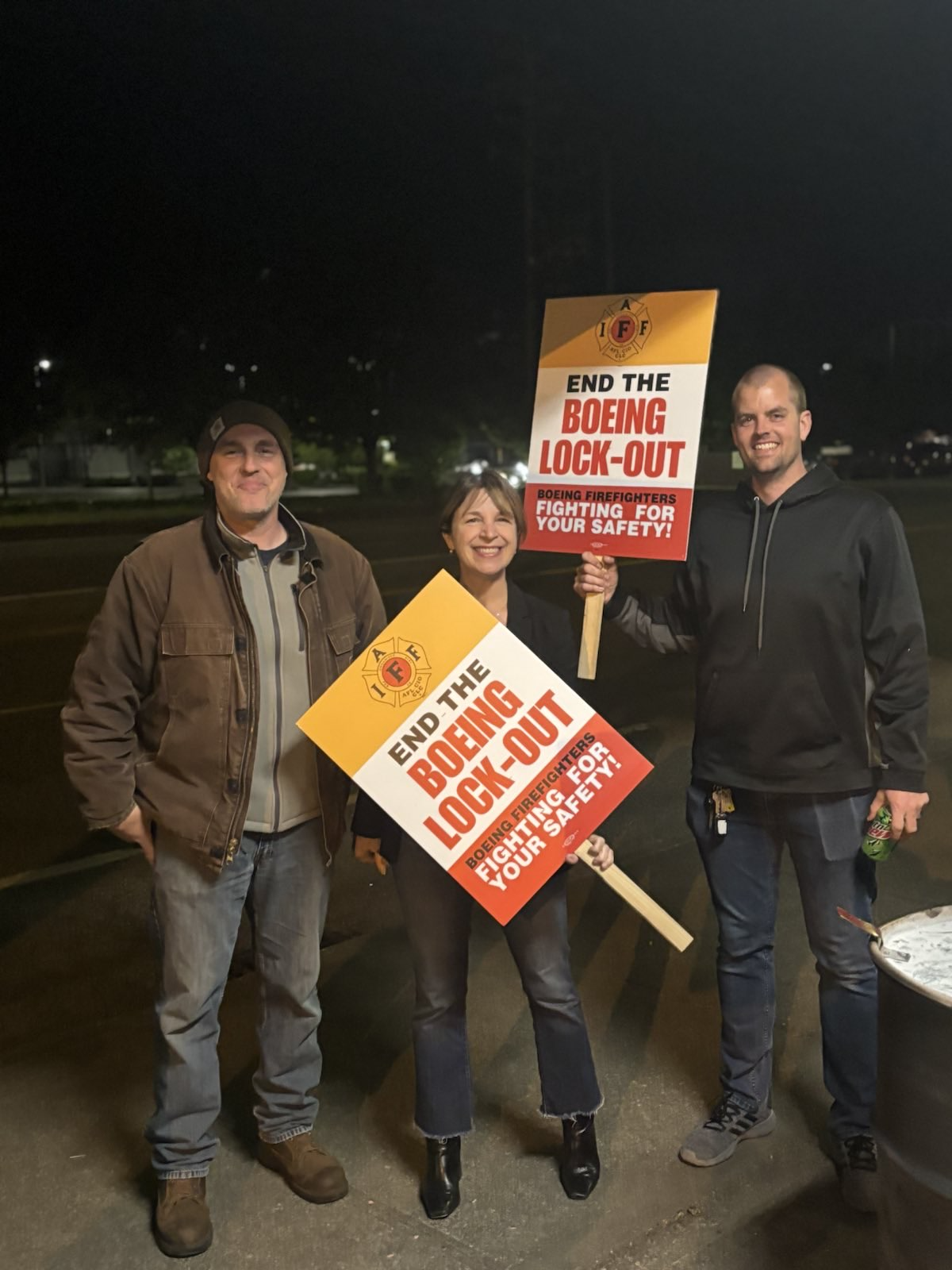 On the picket line this month with Boeing Firefighters IAFF Local I-66 - one of the 33 unions that have endorsed our campaign!