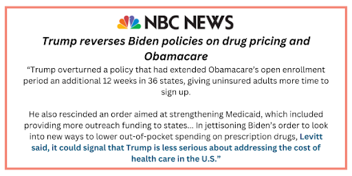 NBC News - Trump reverses Biden policies on drug pricing and Obamacare