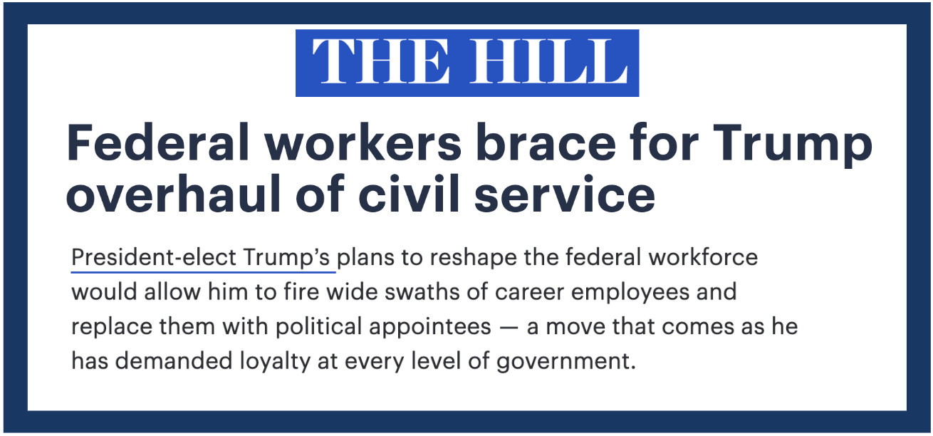 The Hill: Federal workers brace for Trump overhaul of civil service