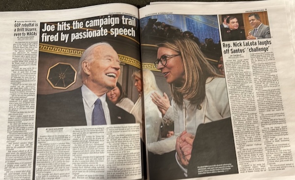 Hillary Scholten and President Biden after SOTU speech.