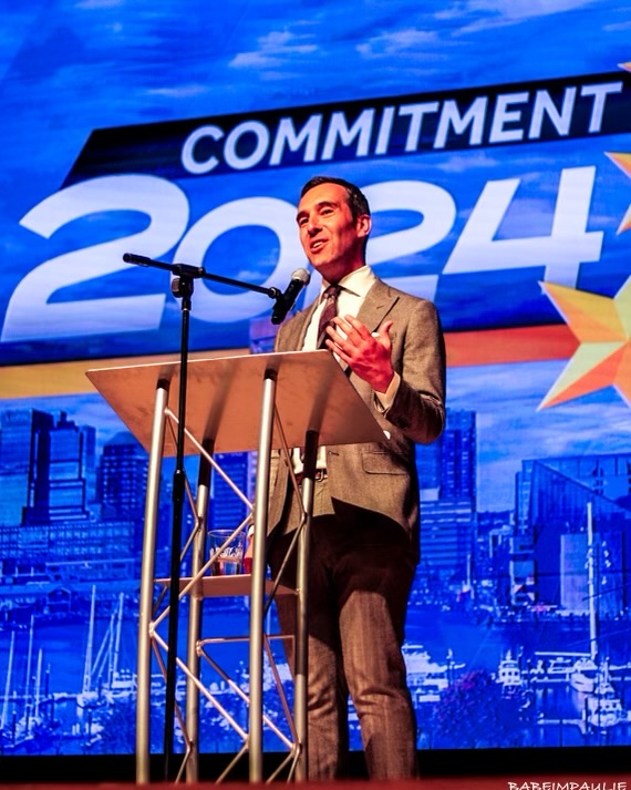 Zeke Cohen on the debate stage.