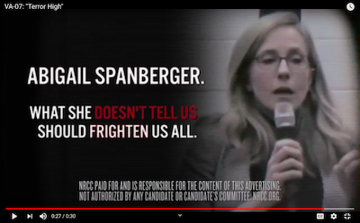 Screenshot of the newest attack ad from the NRCC against Abigail. 