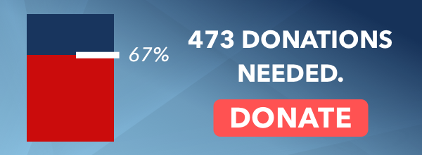 67% of the way there! 473 donations needed. Donate.