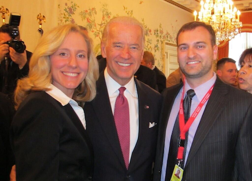 V.P. Biden, my husband Adam, and I at an event for Embassy families