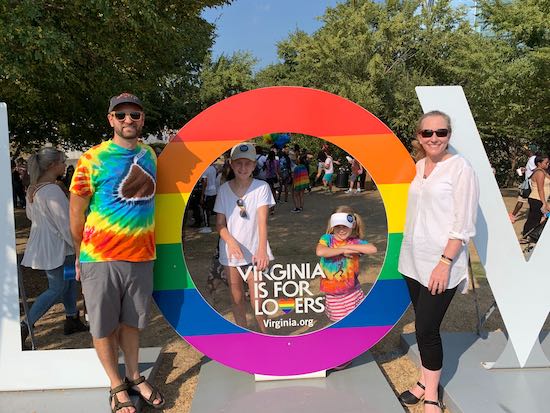 Abigail and her family at Pride in 2019