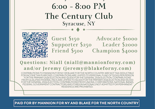 Event Graphic: 6:00 - 8:00 PM, The Century Club, Syracuse, NY