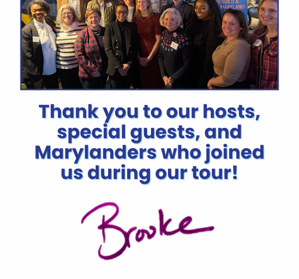 Thank you to our hosts, special guests, and Marylanders who joined us during our tour! Brooke