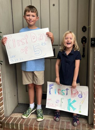 Teddy and Eliza on the first day of school!