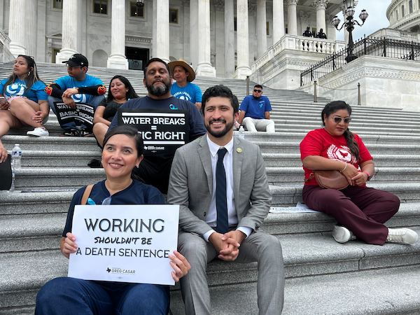 Congressman Greg Casar on the steps of the Capitol.