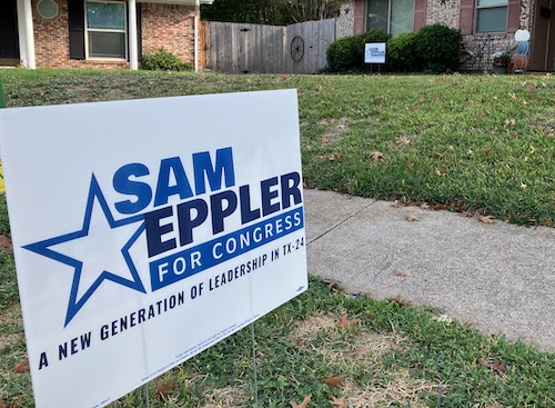 Photo of a Sam Eppler for Congress yard sign!