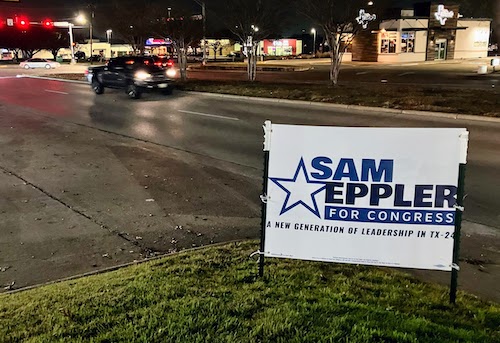 Photo of a Sam Eppler for Congress yard sign