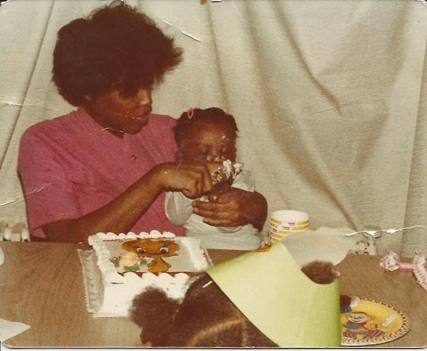 Image of Alisha and her Mom when she was a child
