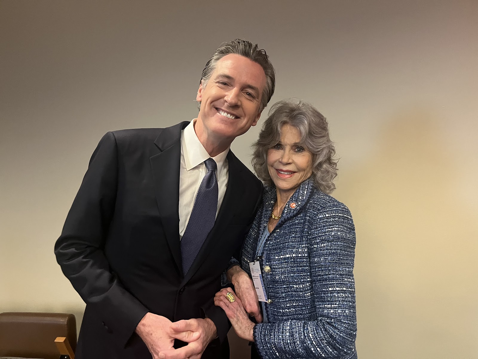 Jane Fonda and Governor Gavin Newsom