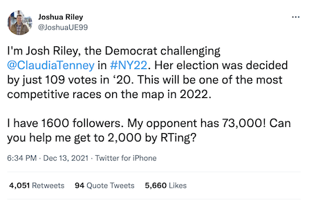 Josh Riley Tweet