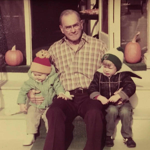 Josh Riley with grandpa and sister