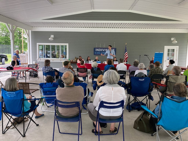 Josh at an Indivisible Columbia New York Forum in Chatham